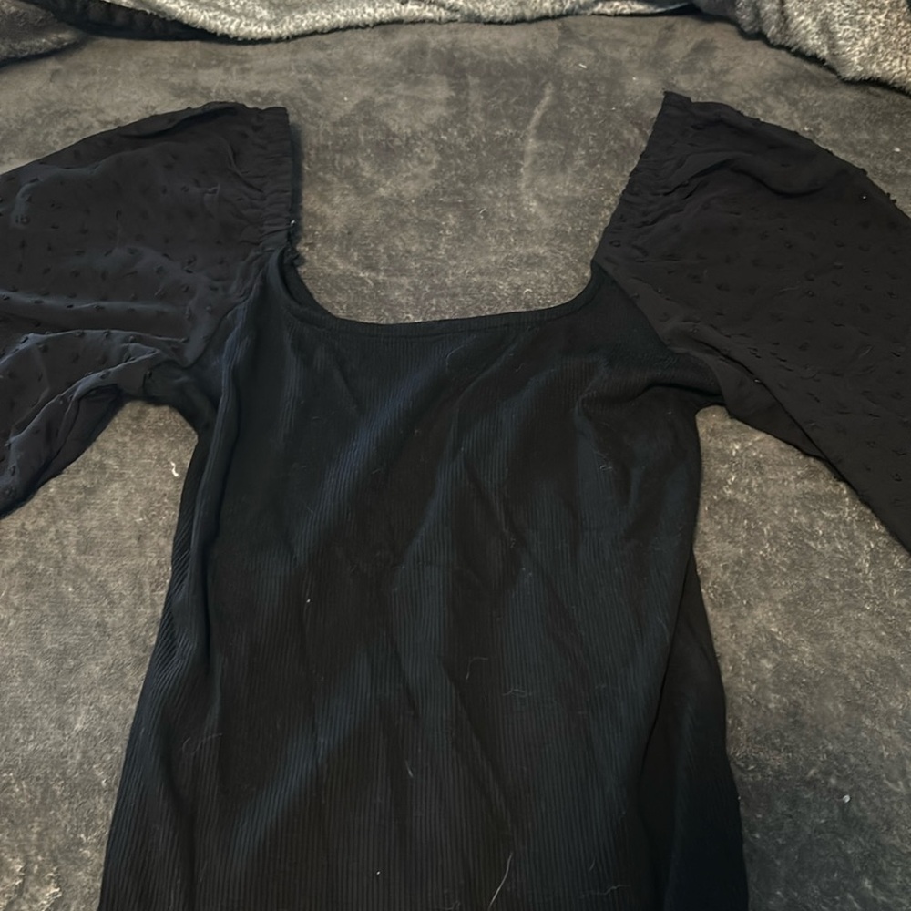 SET OF TWO Puff Sleeve Square Neck Bodysuit